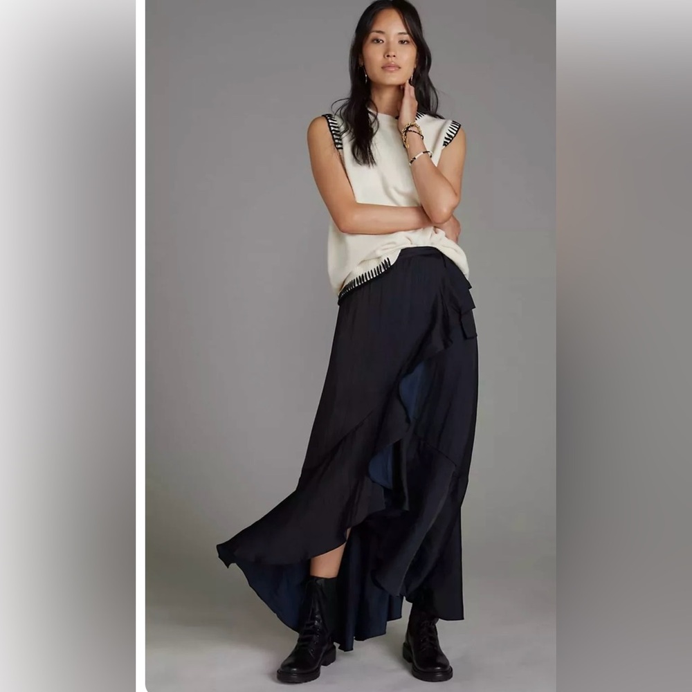 Maeve x Anthropologie Ruffled Wrap Maxi Skirt NWOT